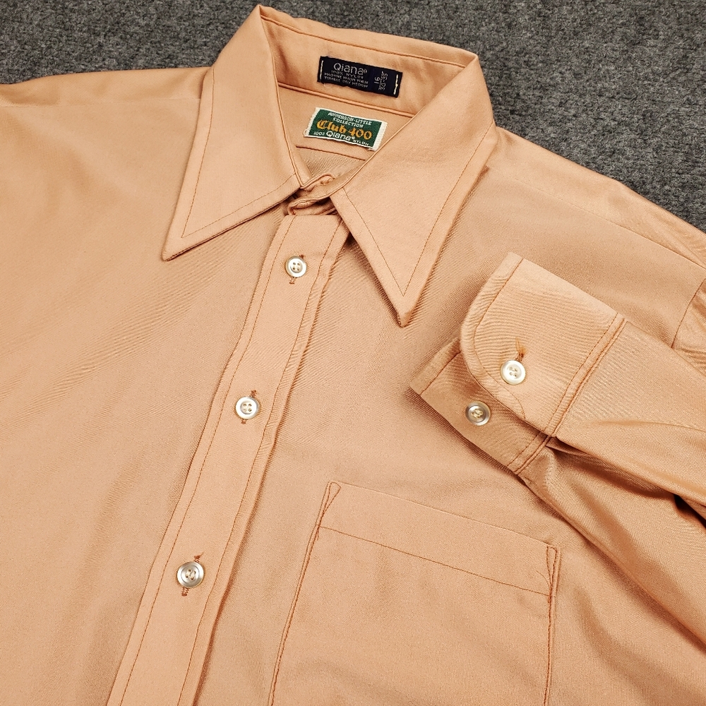 Vintage 70s Anderson-Little Qiana Nylon Satin Shirt Mens 16 34/35 Dagger Collar